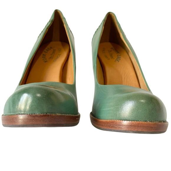 Kork Ease Simone Ace Leather High Heel Pumps Block Slip On Green Brown Size 9 - Picture 7 of 10